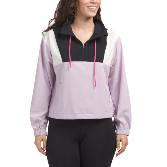MONDETTA OUTDOOR PROJECT Orchid Pop Over Color Block Jacket With Stow Away Hood - Picture 1 of 2